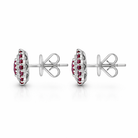 18ct White Gold Ruby Diamond Surround Teardrop Stud Earrings 36859 Image 2