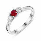 18ct White Gold Ruby Diamond Trilogy Ring DMN-1454 Image 1