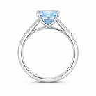 18ct White Gold Santa Maria Aquamarine Diamond Cushion Pave Should Ring RW-1806-SAQ Image 3