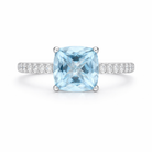 18ct White Gold Santa Maria Aquamarine Diamond Cushion Pave Should Ring RW-1806-SAQ Image 4