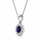 18ct White Gold Sapphire Diamond Cluster Pendant - Image 2