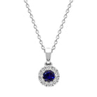 18ct White Gold Sapphire Diamond Cluster Pendant P00011S Image 1