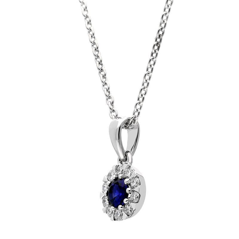 18ct White Gold Sapphire Diamond Cluster Pendant P00011S Image 2