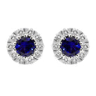 18ct White Gold Sapphire Diamond Cluster Stud Earrings E00030S Image 1