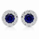 18ct White Gold Sapphire Diamond Cluster Stud Earrings