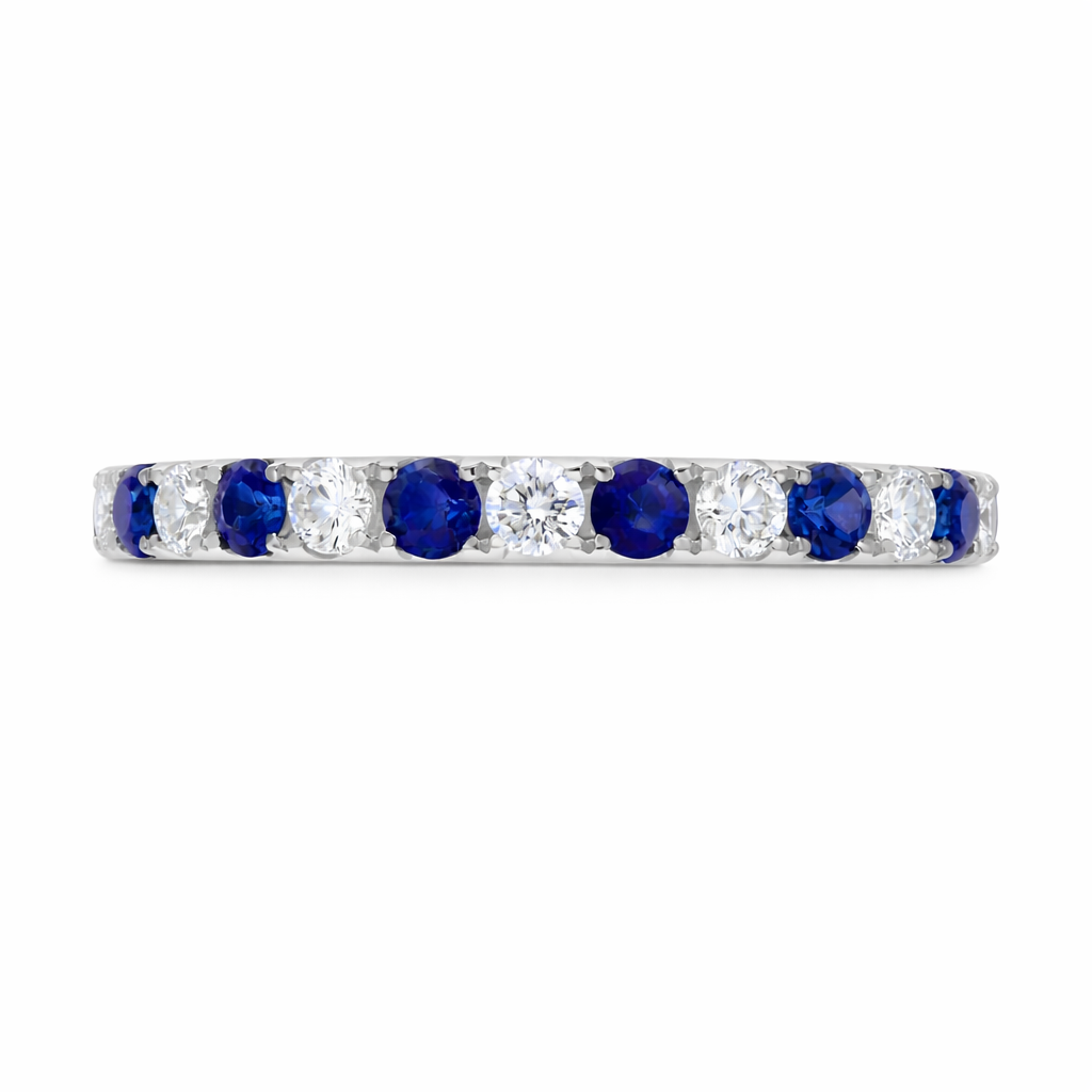 18ct White Gold Sapphire Diamond Half Eternity Ring 26265 Image 2
