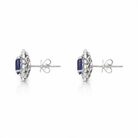 18ct White Gold Sapphire Diamond Oval Cluster Stud Earrings 29470 Image 2