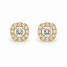 18ct Yellow Gold 0.46ct Diamond Cushion Halo Cluster Stud Earrings