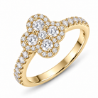 18ct Yellow Gold 0.72ct Diamond Four Leaf Clover Cluster Ring