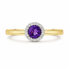 18ct Yellow Gold Amethyst Diamond Round Cut Halo Ring RTT-1637-AM Image 2
