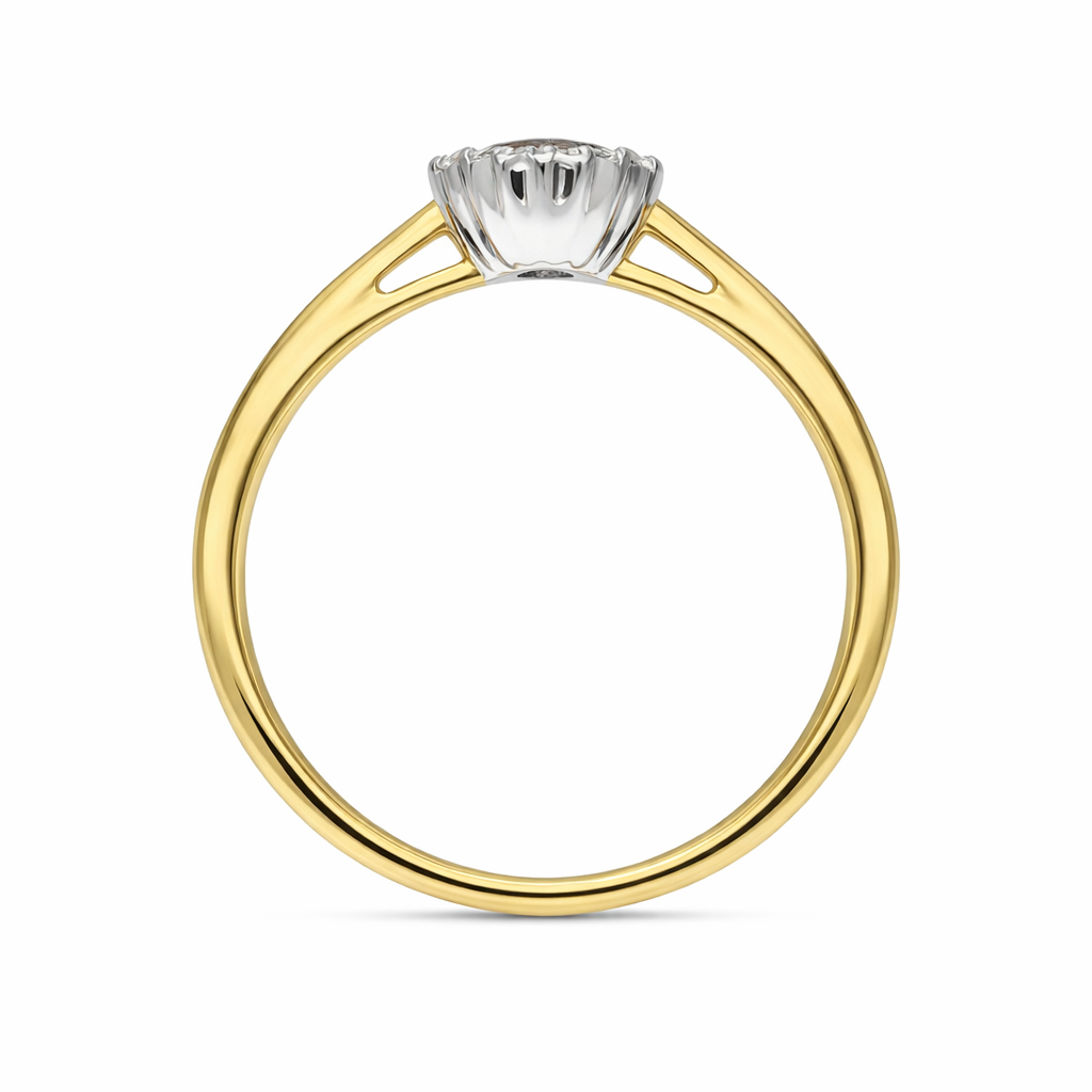 18ct Yellow Gold Amethyst Diamond Round Cut Halo Ring RTT-1637-AM Image 3