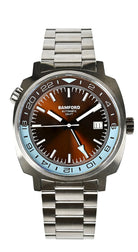 BamfordGMTBrownSunburstandAquaBlueWatch