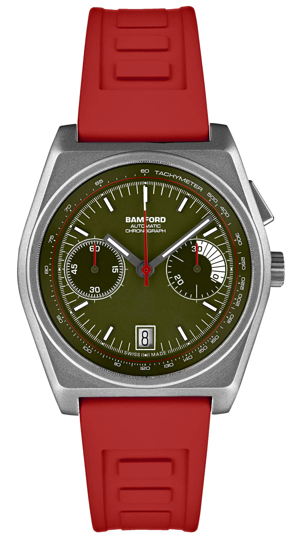 Bamford Titanium B347 Winter Green and Red Watch