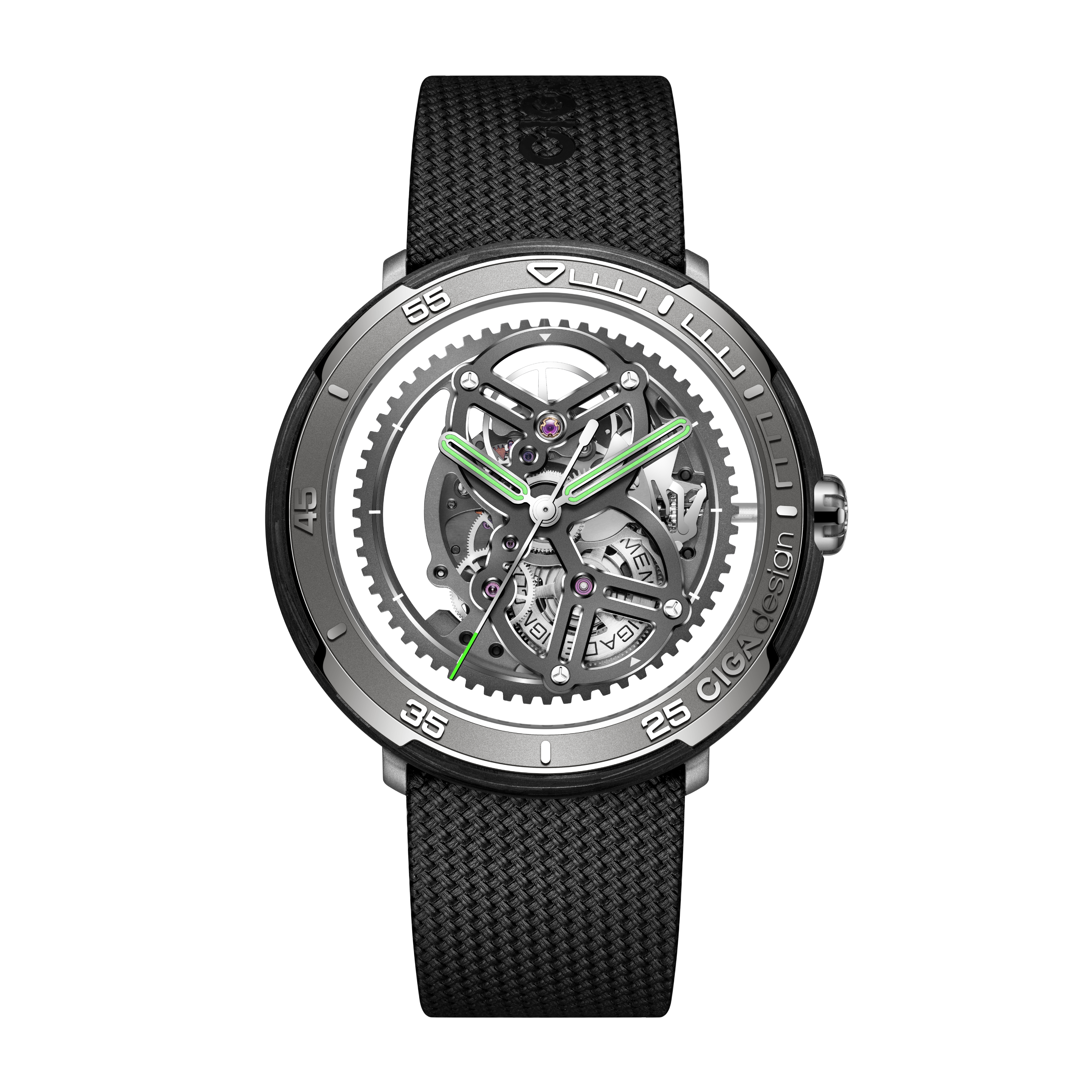 CIGA Design Racing Inspired Vector Carbon Skeleton Watch Main Product Shot
