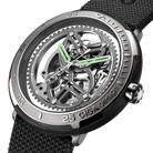 CIGA Design Racing Inspired Vector Carbon Skeleton Watch Angled Front View