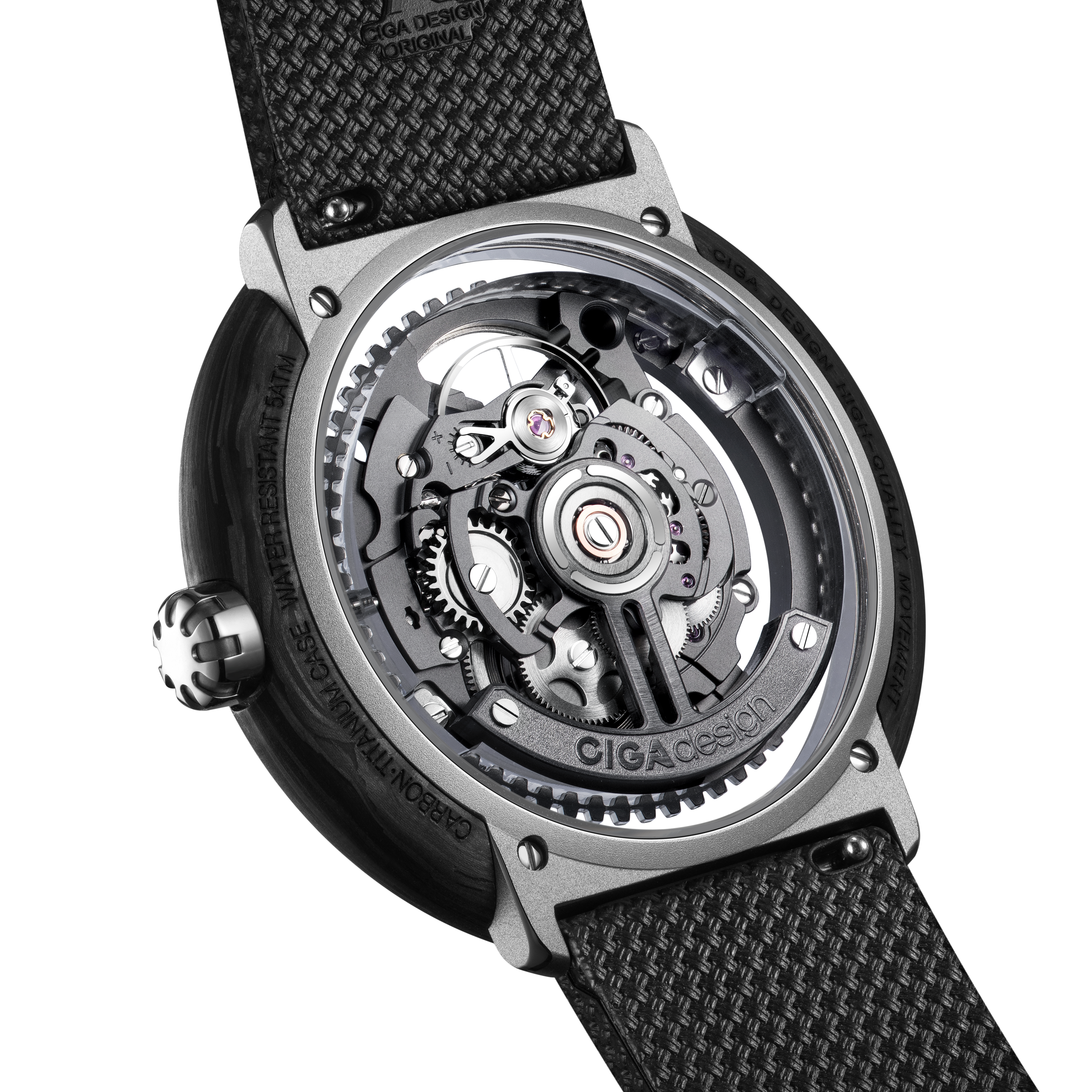 CIGA Design Racing Inspired Vector Carbon Skeleton Watch Exhibition Caseback View