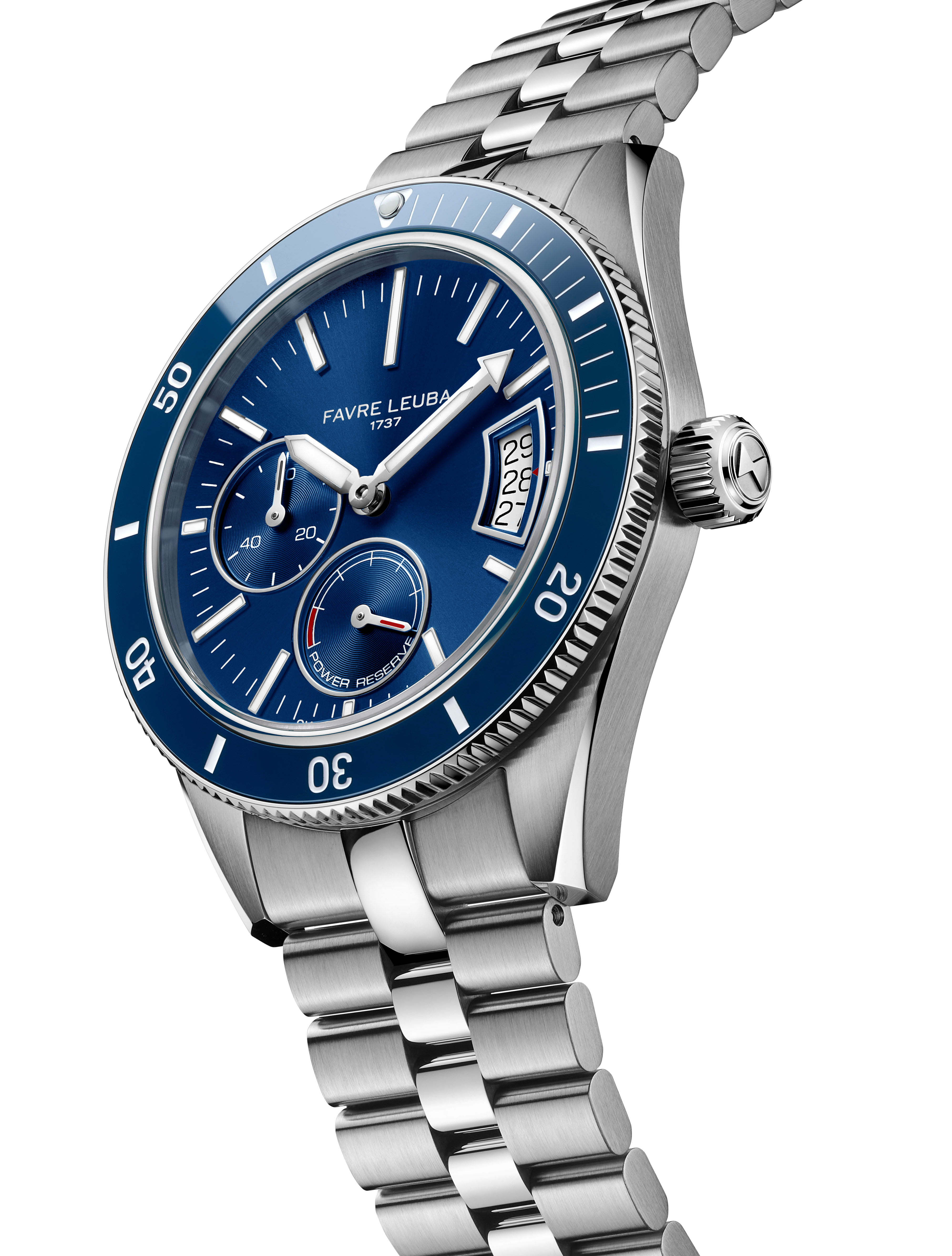 Favre Leuba Deep Raider Power Reserve Watch 00.20310.109.02.200 Angled Bracelet Shot