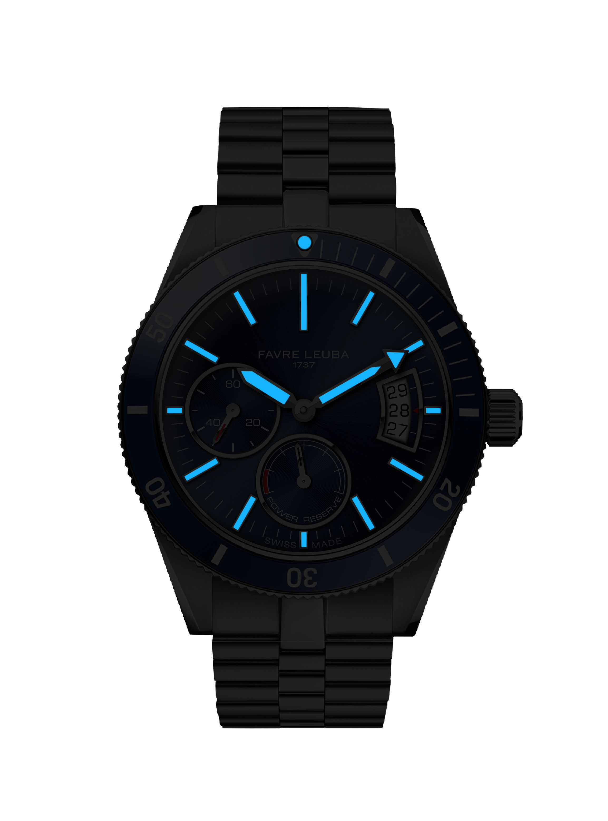 Favre Leuba Deep Raider Power Reserve Watch 00.20310.109.02.200 Lume Shot Dark Background