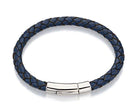 Little Star Hugo Sterling Silver Boys Navy Leather Bracelet LSB0116