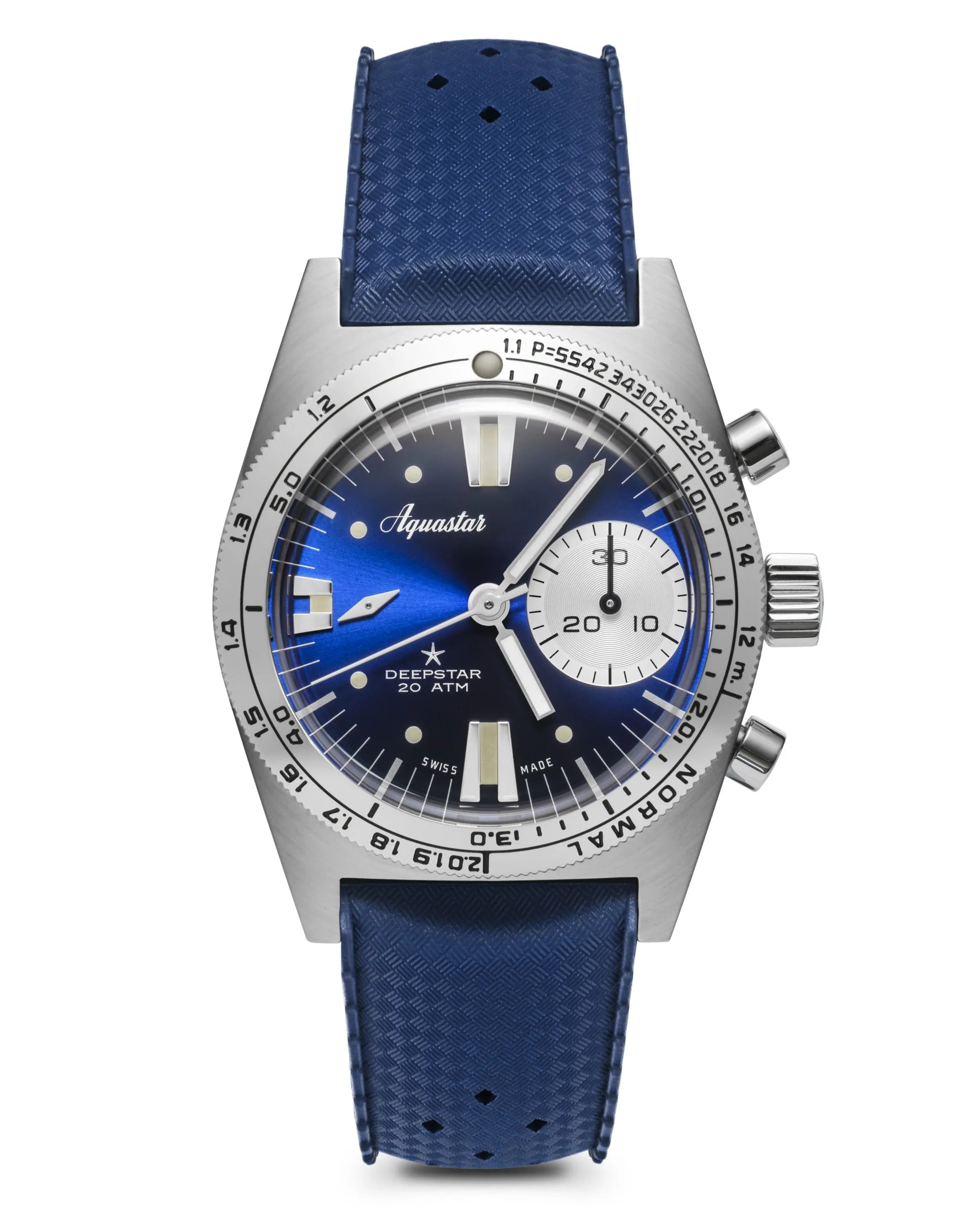 Aquastar Deepstar 39mm Chronograph Blue Ray Watch Rubber DS39-TRO BR Image 1