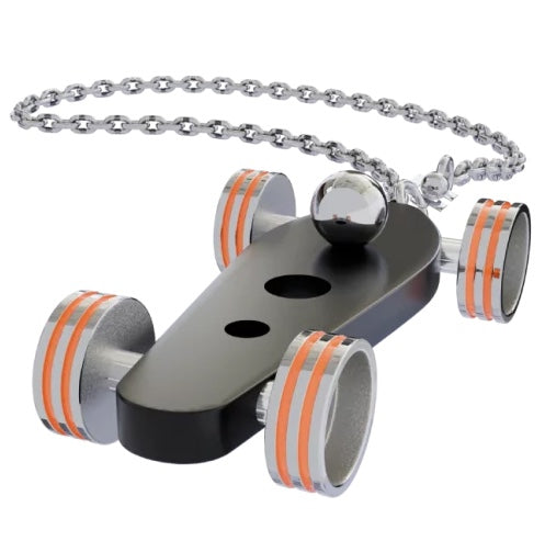 B.R.M. Key Chain Bolides by B.R.M Black w Orange Wheel Support Chain Black w Orange Wheel Support Chain Image 1