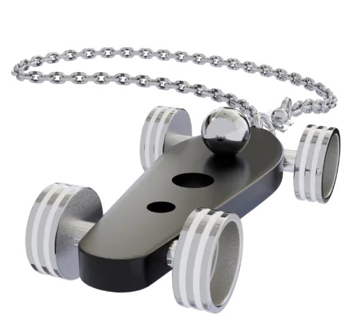 B.R.M. Key Chain Bolides by B.R.M Black w White Wheel Support Chain Black w White Wheel Support Chain Image 1