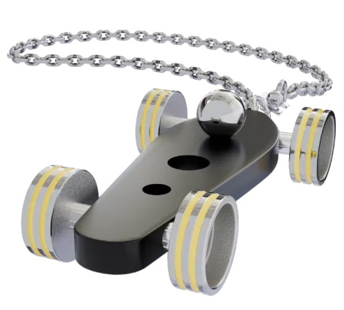 B.R.M. Key Chain Bolides by B.R.M Black w Yellow Wheel Support Chain Black w Yellow Wheel Support Chain Image 1