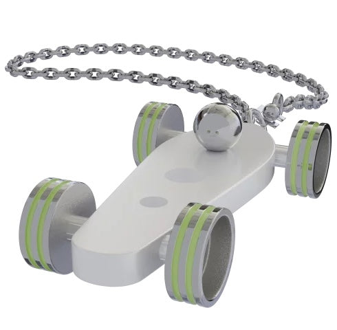 B.R.M. Key Chain Bolides by B.R.M White w Apple Green Wheel Support Chain White w Apple Green Wheel Support Chain Image 1