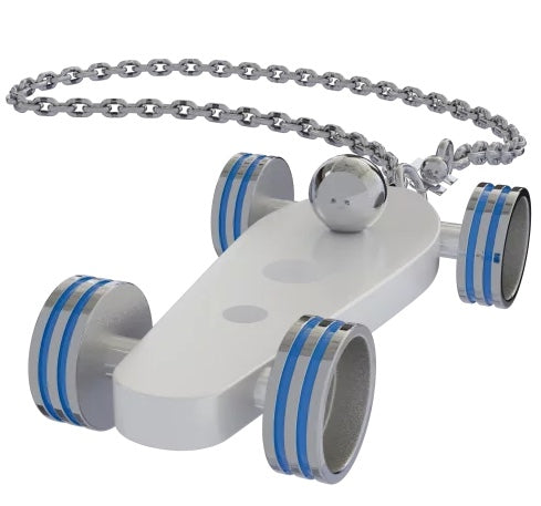 B.R.M. Key Chain Bolides by B.R.M White w French Blue Wheel Support Chain White w French Blue Wheel Support Chain Image 1