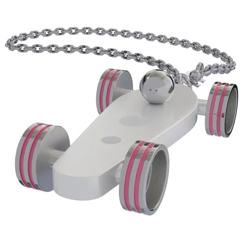 B.R.M. Key Chain Bolides by B.R.M White w Fuchsia Wheel Support Chain White w Fuchsia Wheel Support Chain Image 1