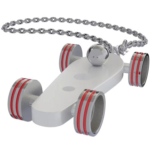 B.R.M. Key Chain Bolides by B.R.M White w Red Wheel Support Chain White w Red Wheel Support Chain Image 1
