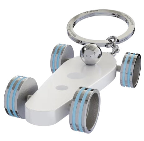 B.R.M. Key Ring Bolides by B.R.M White w Light Blue Wheel Support Chain White w Light Blue Wheel Support Chain Image 1