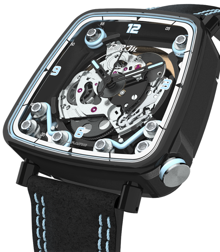 B.R.M. Watches FF39-40 Black Titanium Light Blue Watch FF39-40-TN-LFN-BLC Image 1