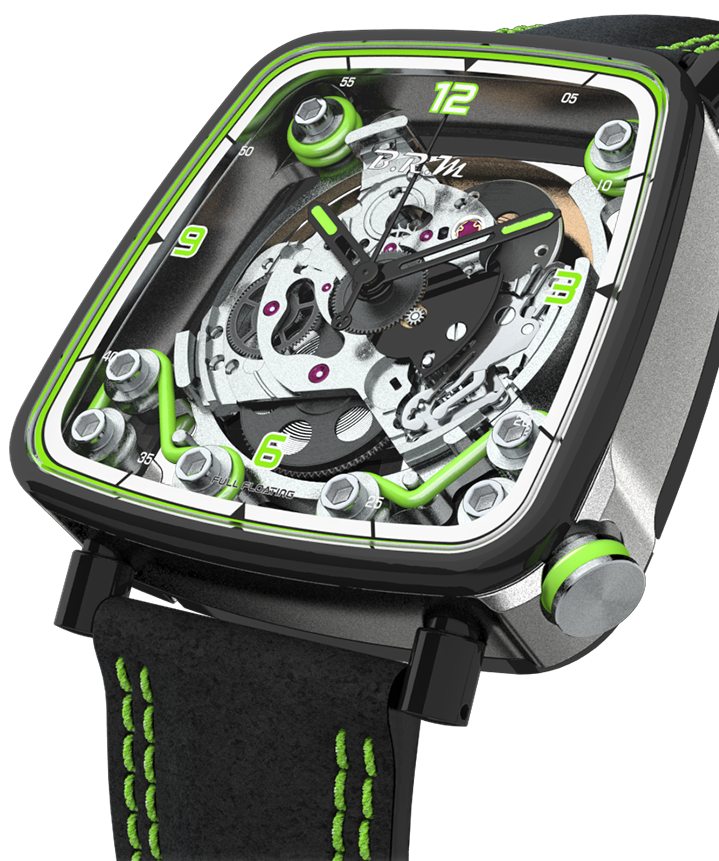 B.R.M. Watches FF39-40 Grey Titanium Black PVD Lime Green Watch FF39-40-TG-LFN-VP Image 1