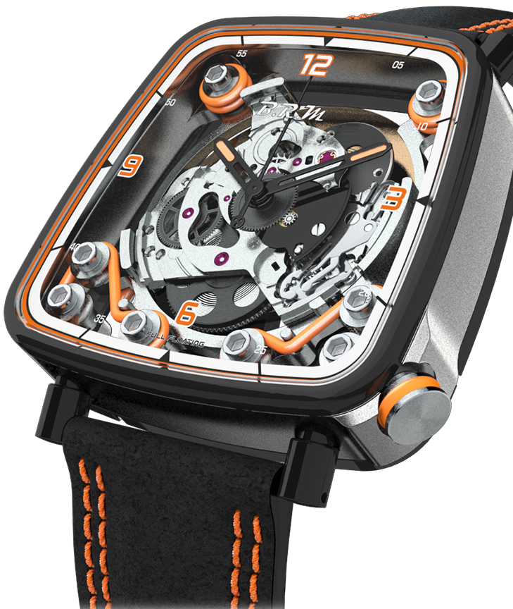 B.R.M. Watches FF39-40 Grey Titanium Black PVD Orange Watch FF39-40-TG-LFN-O Image 1