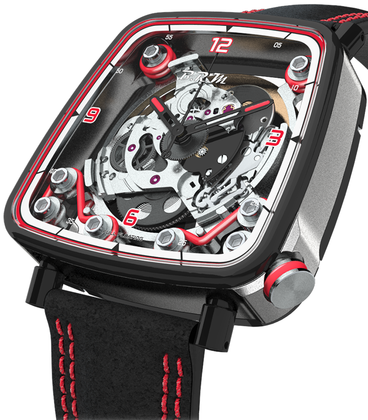 B.R.M. Watches FF39-40 Grey Titanium Black PVD Red Watch FF39-40-TG-LFN-R Image 1
