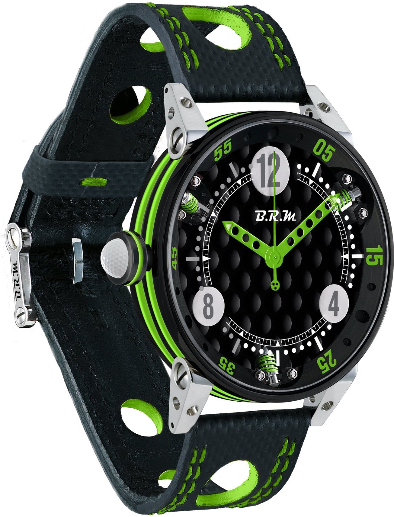 B.R.M. Watches Golf Master Mens Lime Green Red Hands Watch GF6-44-SA-N-AVP Image 1