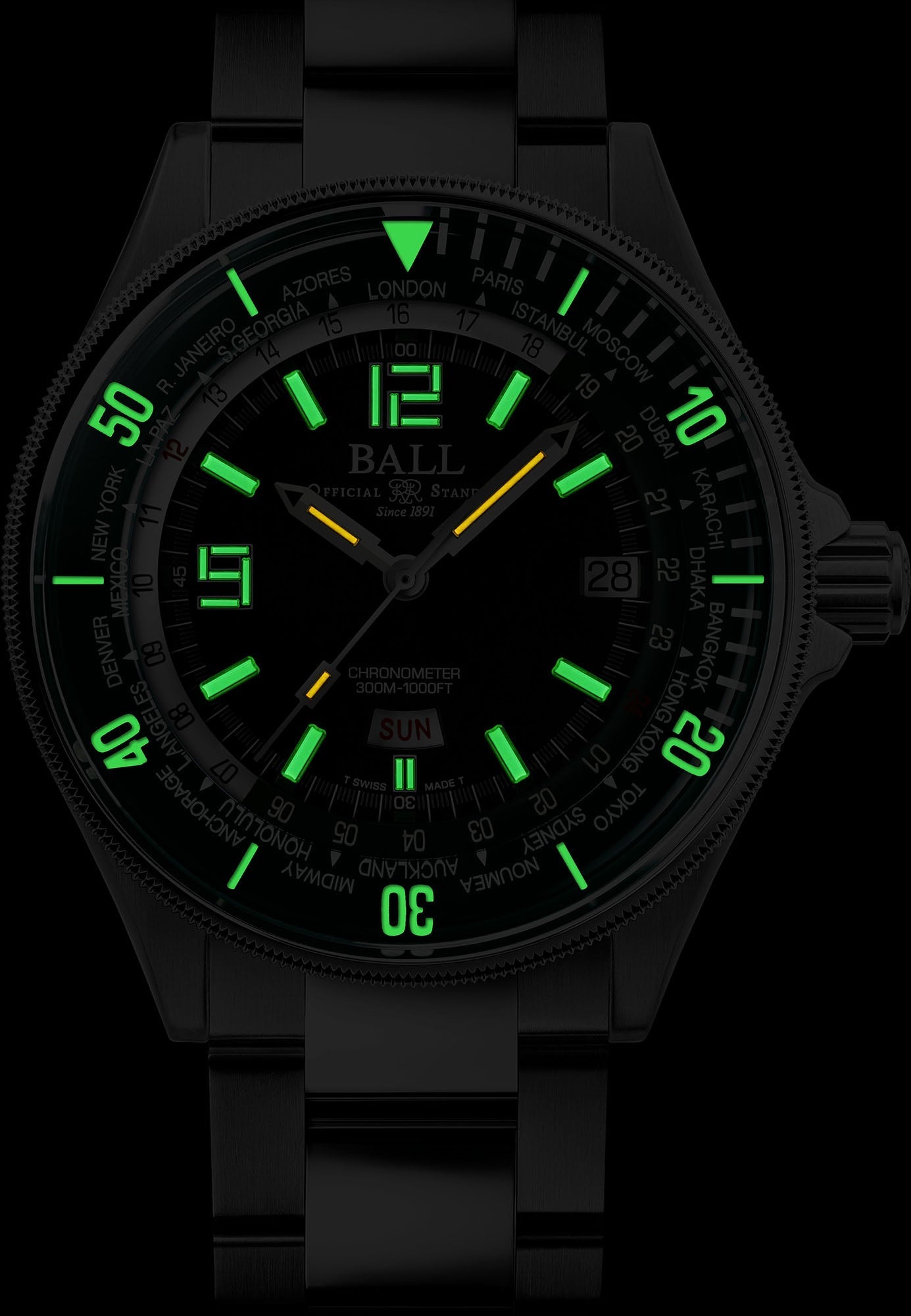 Ball Watch Company Engineer Master II Diver Worldtime Limited Edition Watch DG2232A-SC-GRBK Image 5