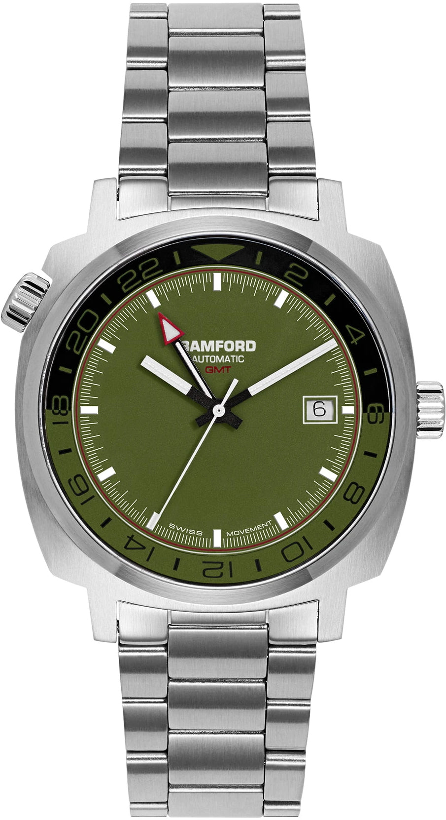 Bamford Watch GMT Steel California Green Black GMT-SS-COMMANDO