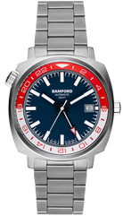 Bamford Watch GMT Steel Red White GMT-SS-NY-RD/WHI