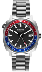 Bamford Watch GMT Steel Red Blue Nightowl GMT-SS-RD-BLU-NIGHTOWL
