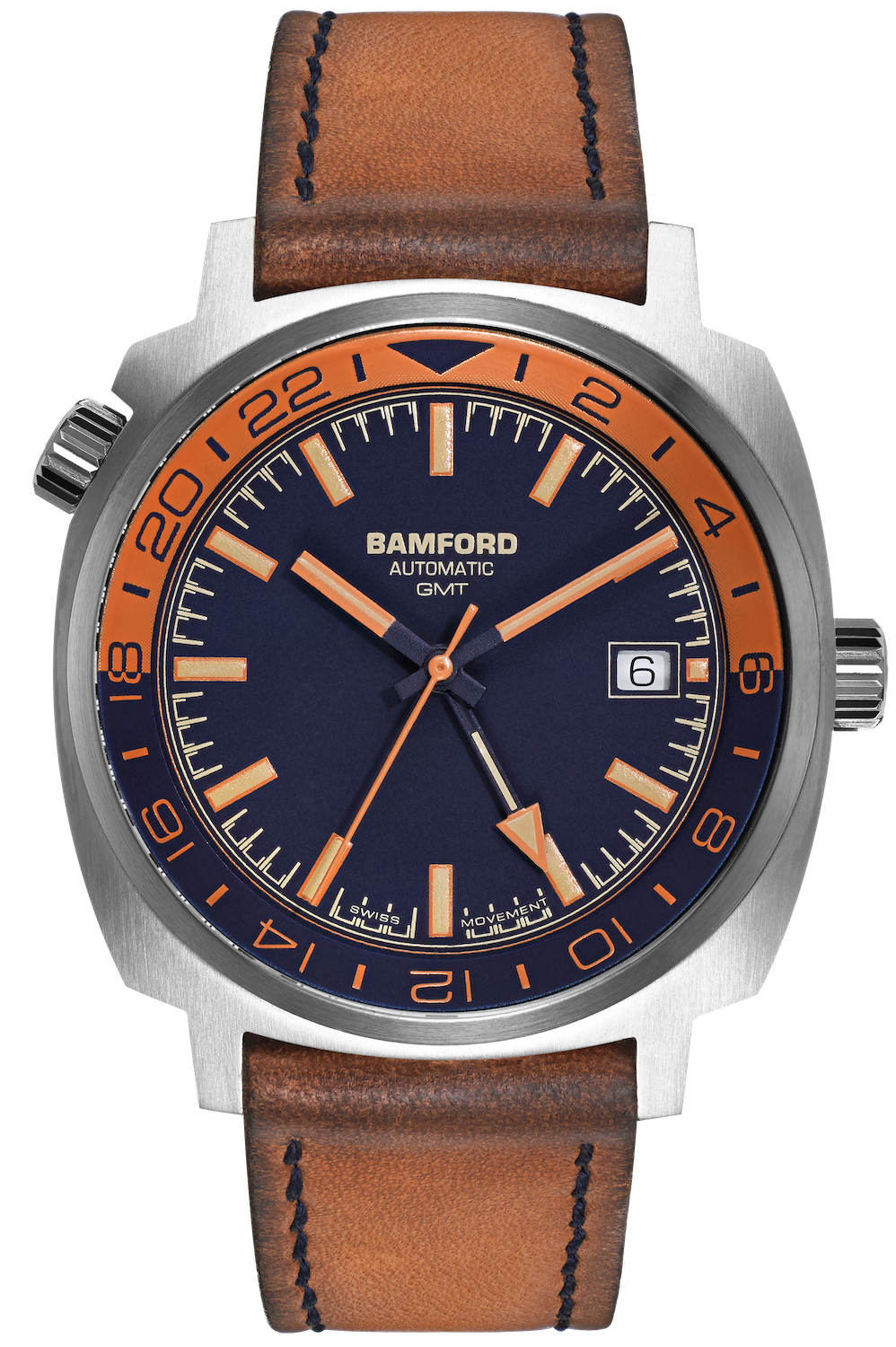 Bamford Watch GMT Steel Tan Blue GMT-SS-TAN-BLU