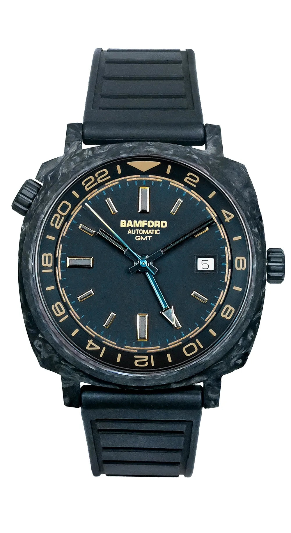 bamford-gmt-forged-carbon-deep-blue-green-gold-accents-watch