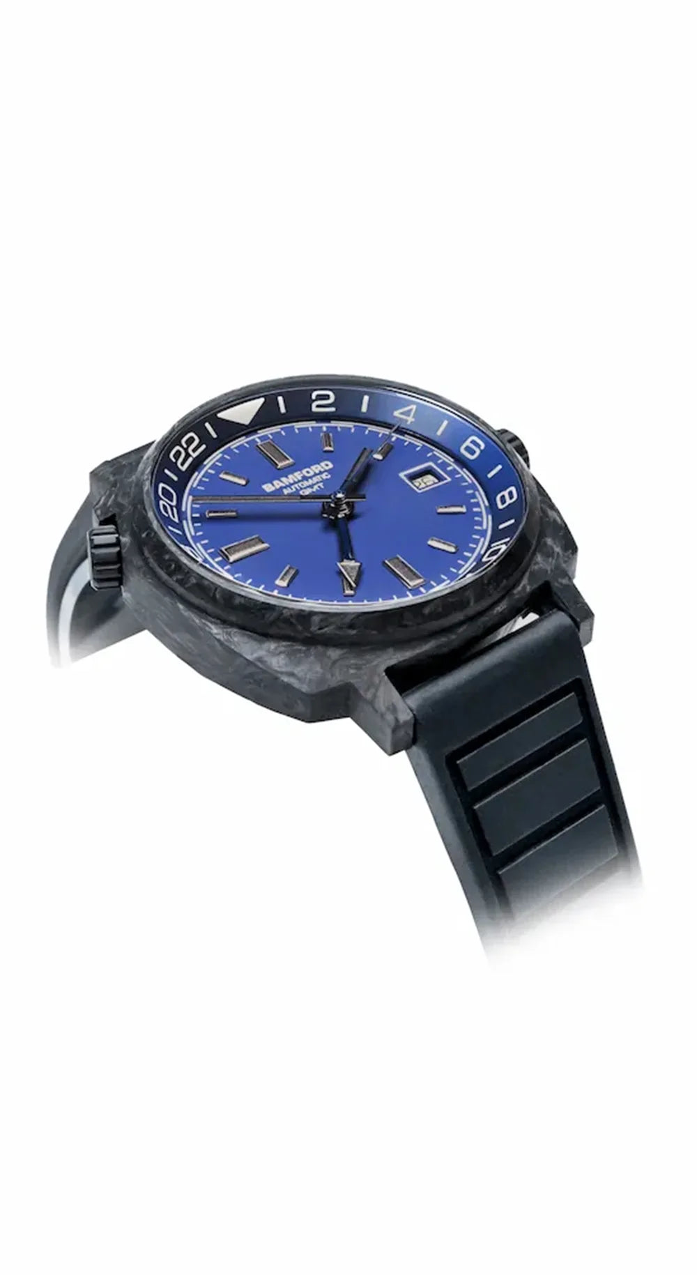 bamford-gmt-forged-carbon-rich-dark-blue-silver-accents-watch-image1