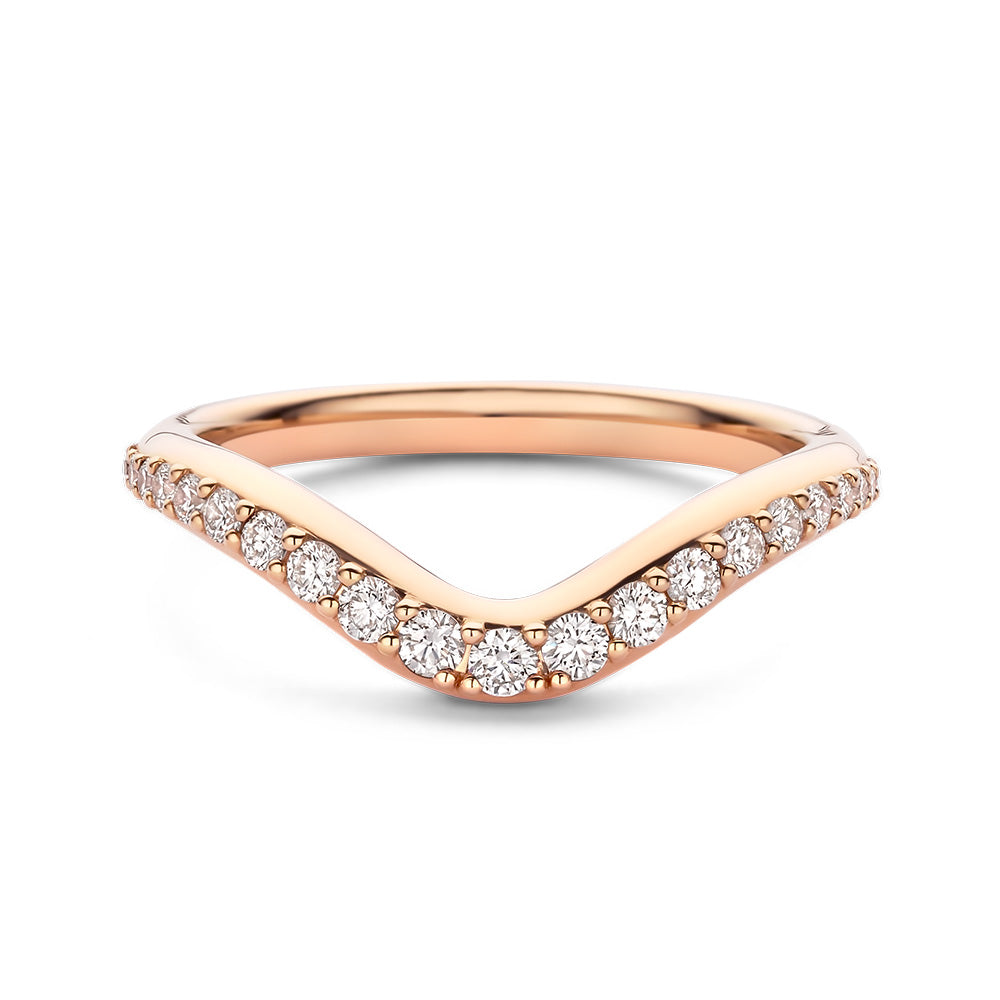 Bigli Mini Sweety 18ct Rose Gold Wishbone Diamond Ring BIG-154 Image 1