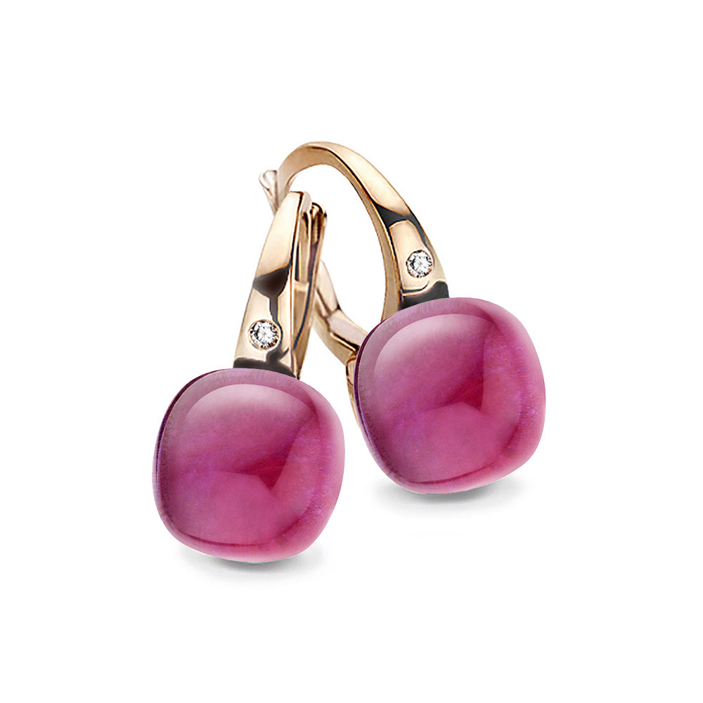 Bigli Mini Sweety Amethyst and Ruby 18ct Rose Gold Diamond Earrings BIG-117 Image 1