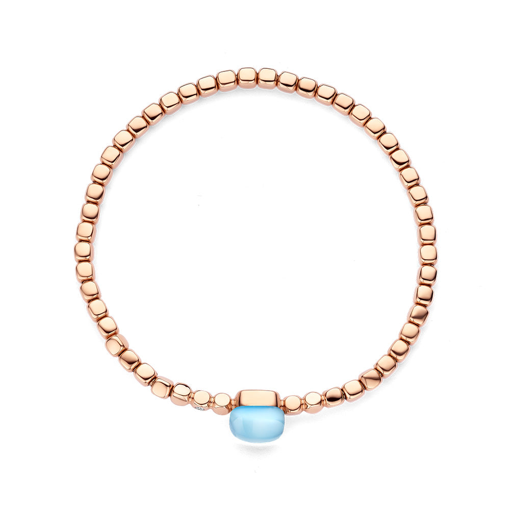 Bigli Mini Sweety Blue Topaz and Turquoise 18ct Rose Gold and Diamond Bracelet BIG-086 Image 2