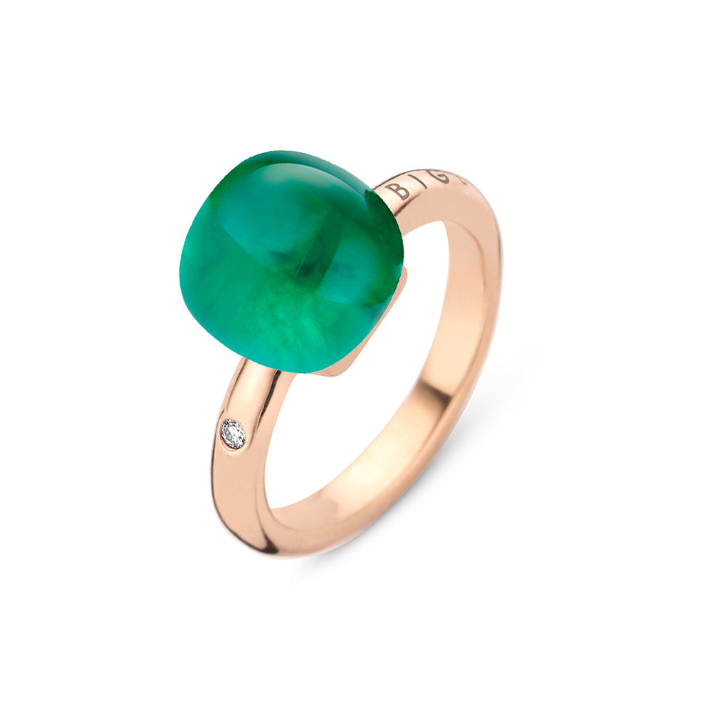 Bigli Mini Sweety Emerald and Mother of Pearl 18ct Rose Gold Diamond Ring BIG-137 Image 1