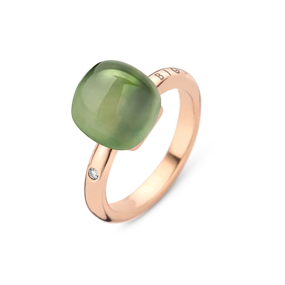 Bigli Mini Sweety Green Aventurine and Lemon Quartz 18ct Rose Gold Diamond Ring BIG-140 Image 1