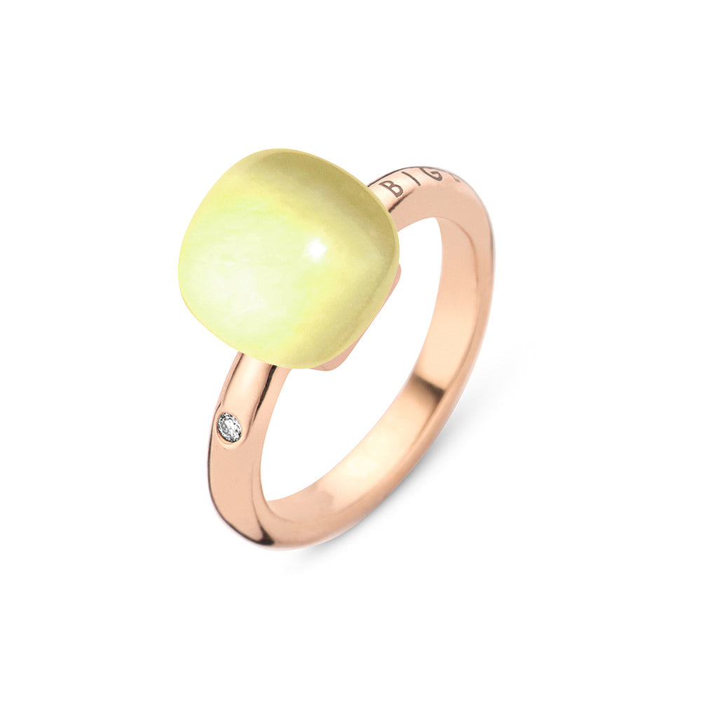 Bigli Mini Sweety Lemon Quartz and Mother of Pearl 18ct Rose Gold Diamond Ring BIG-142 Image 1